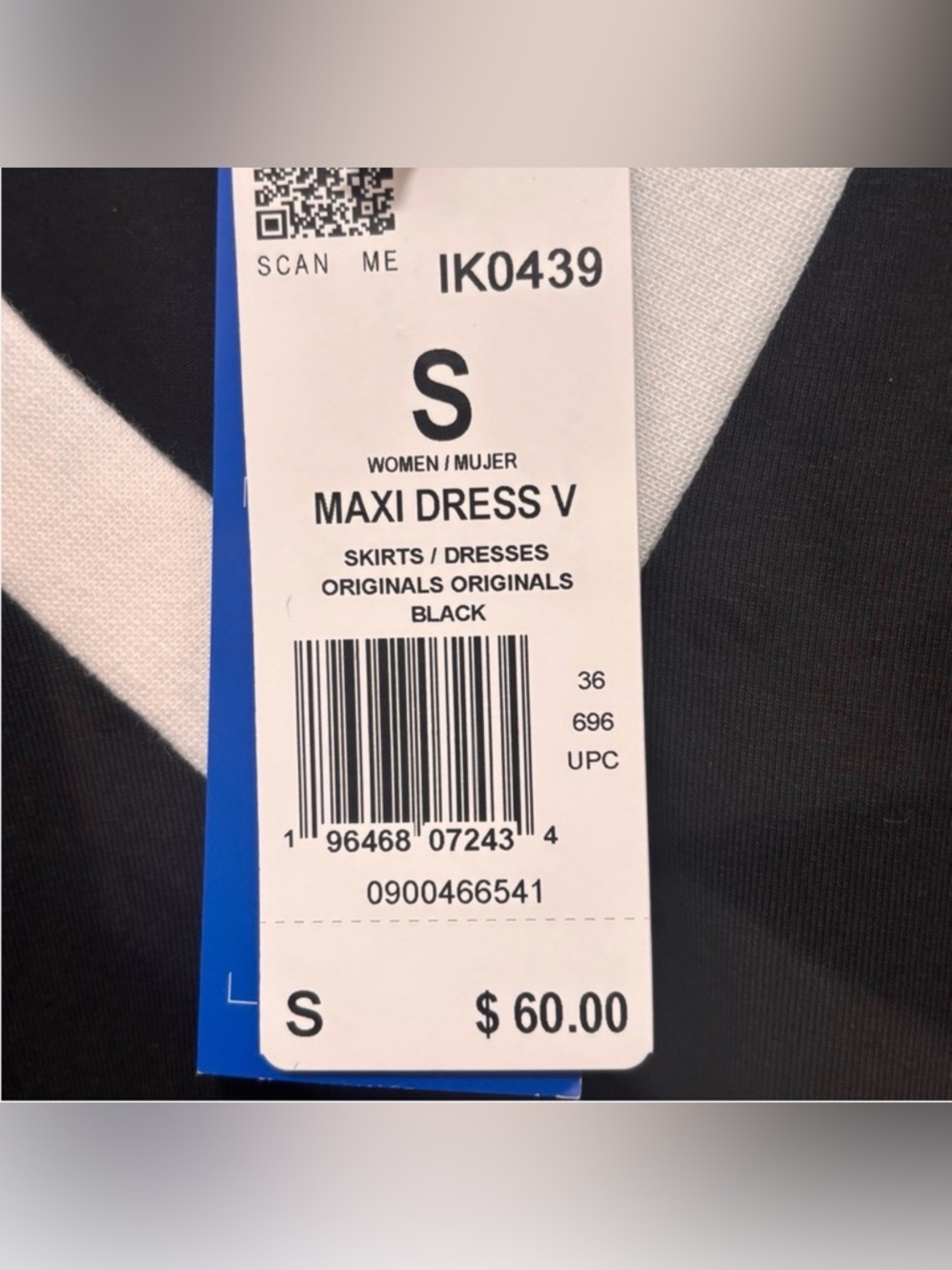 Adidas Black Maxi Dress with White Three-Stripe Trim. Sz S. PTP 16”. NWT - Picture 4 of 6